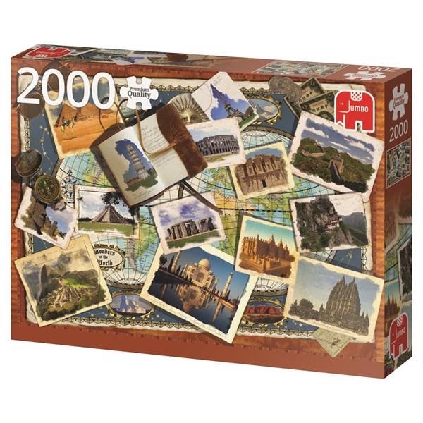 Jumbo (18588) - "Weltwunder-Collage" - 2000 Teile Puzzle