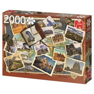 Jumbo (18588) - "Weltwunder-Collage" - 2000 Teile Puzzle