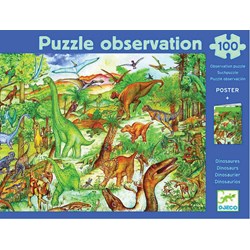 Djeco (07424) - "Discover the Dinosaurs + Poster" - 100 Teile Puzzle
