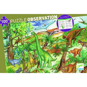 Djeco (07424) - "Discover the Dinosaurs + Poster" - 100 Teile Puzzle