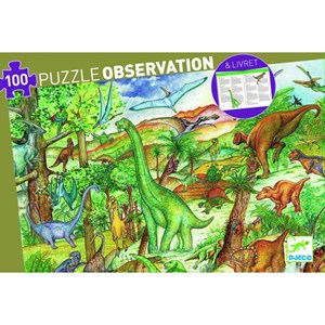 Djeco (07424) - "Discover the Dinosaurs + Poster" - 100 Teile Puzzle