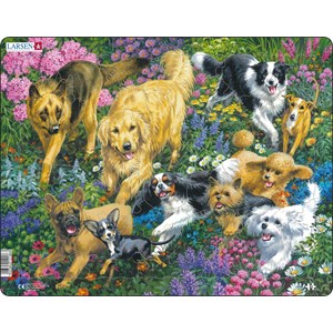 Larsen (FH33) - "Hunde im Blumenfeld" - 32 Teile Puzzle
