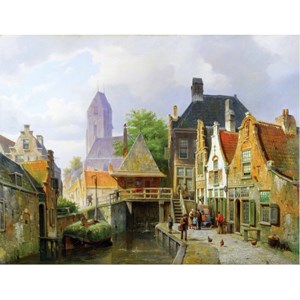 Puzzle Michele Wilson (A296-650) - Barend Cornelis Koekkoek: "View of Oudewater" - 650 Teile Puzzle