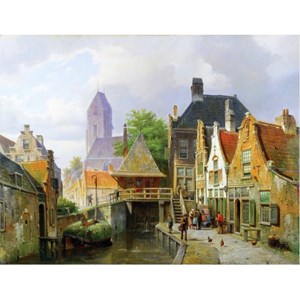 Puzzle Michele Wilson (A296-650) - Barend Cornelis Koekkoek: "View of Oudewater" - 650 Teile Puzzle