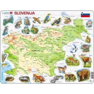 Larsen (K25) - "Physische Karte, Slowenien mit Tieren" - 65 Teile Puzzle